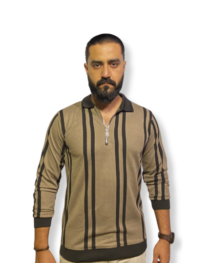 Retro Zip-Up Textured Polo